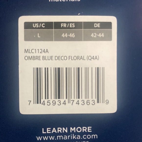 Marika Carson Side Pocket Mid Calf Capri COLOR: OMBRE BLUE DECO FLORAL Size: L - Picture 6 of 6